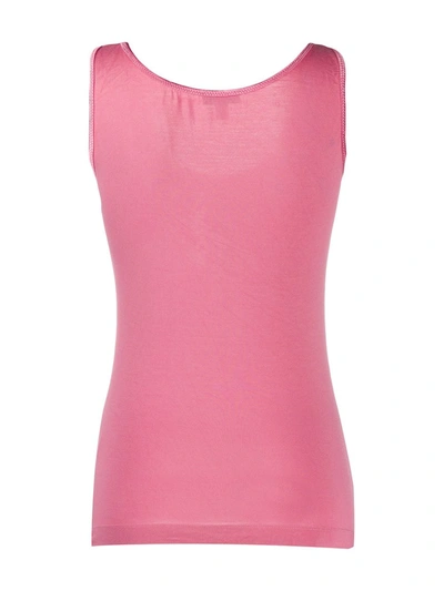 Shop Blumarine Studded Logo Sleeveless Top In Pink