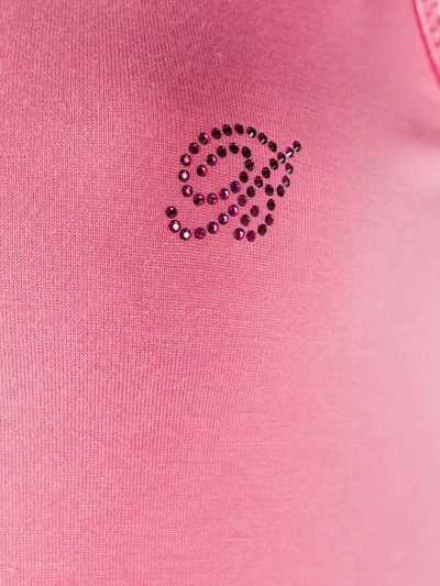 Shop Blumarine Studded Logo Sleeveless Top In Pink