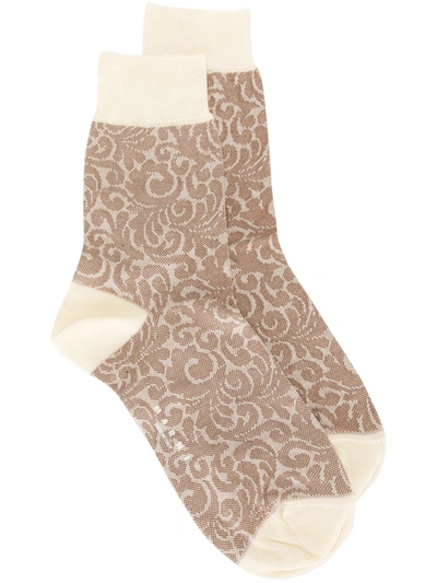 Shop Marni Abstrat Pattern Socks In Neutrals
