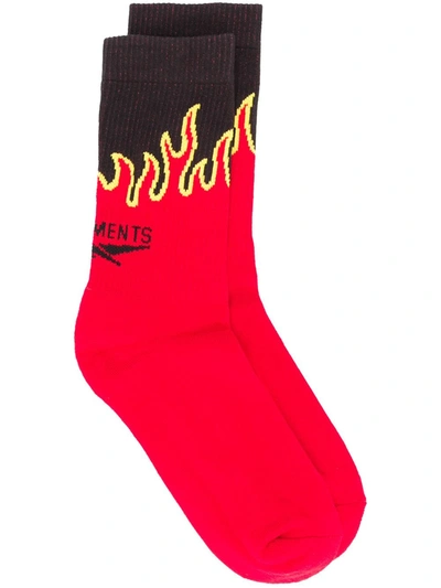 Shop Vetements Logo Embroidered Socks In Red