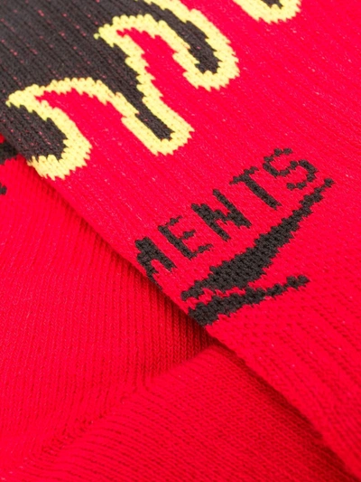 Shop Vetements Logo Embroidered Socks In Red