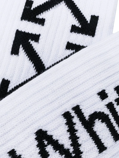 Shop Off-white Logo Rib-knit Socks In White