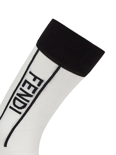 Shop Fendi Logo Sport Socks In White