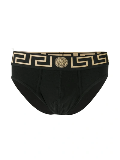 Versace Greca Border Briefs Set In Black