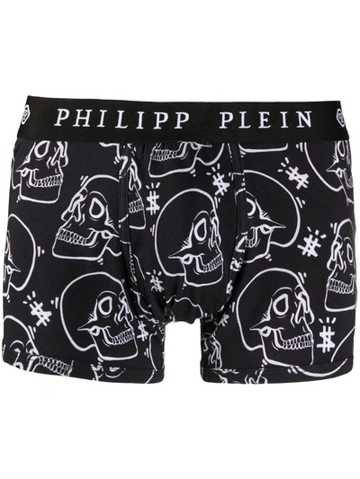 Shop Philipp Plein Outline Skull-print Boxers In Black