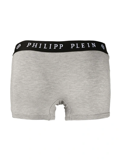 Shop Philipp Plein Skull Embroidery Boxers In Grey