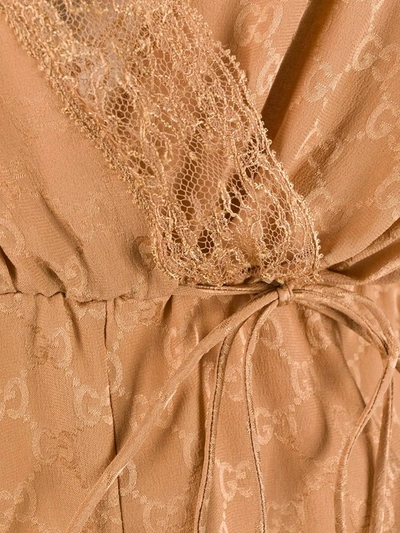 Shop Gucci Gg Slip Bodysuit In Brown