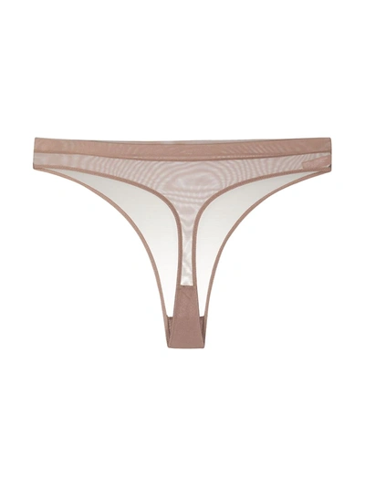 Shop Maison Close Mesh Thong In Neutrals