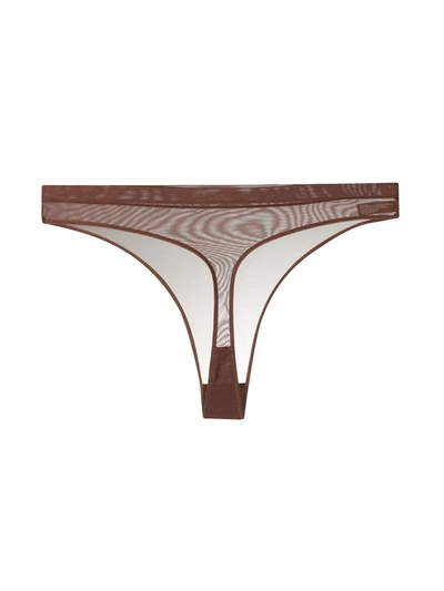 Shop Maison Close Mesh Thong In Brown