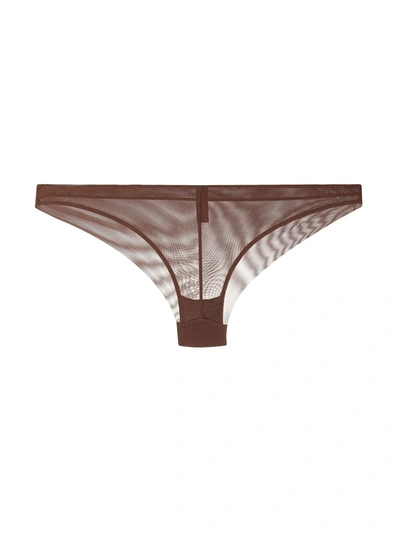 Maison Close Mesh Briefs In Brown