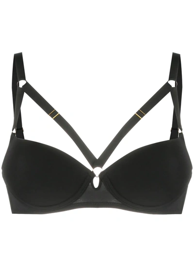 Shop Maison Close Strap-embellished Padded Bra In Black