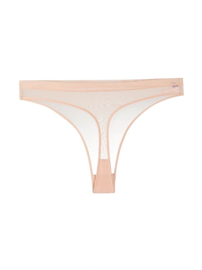 Shop Maison Close Mesh Thong In Neutrals