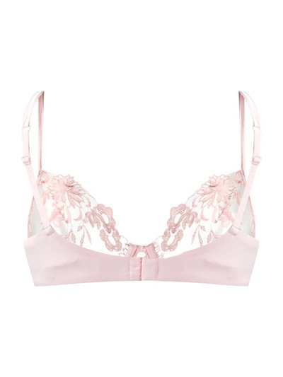 Shop La Perla Embroidered Tulle Underwired Bra In Pink