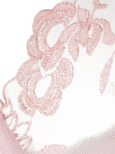 Shop La Perla Embroidered Tulle Underwired Bra In Pink