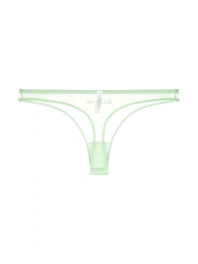 Shop Fleur Du Mal Logo Embroidered Tricot Thong In Green