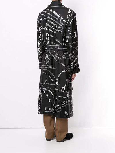 Shop Dolce & Gabbana Logo Print Silk Gown In Black