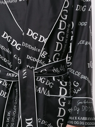 Shop Dolce & Gabbana Logo Print Silk Gown In Black