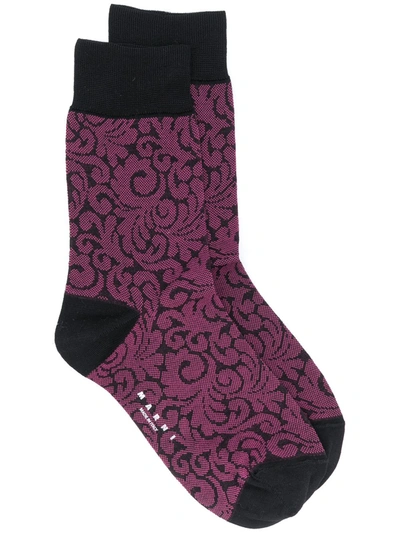 Shop Marni Abstrat Pattern Socks In Black