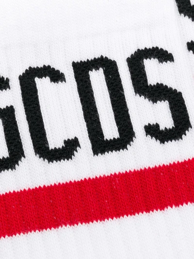 Gcds Logo-embroidered Ribbed Socks In White