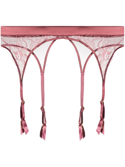 Shop Fleur Of England Bisou Suspender Lace Belt In Pink