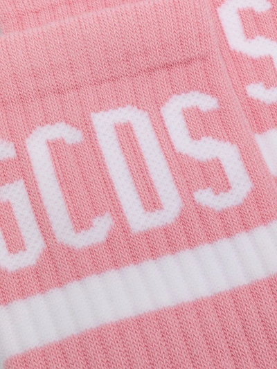 Shop Gcds Ribbed Contrast Logo Socks In Pink