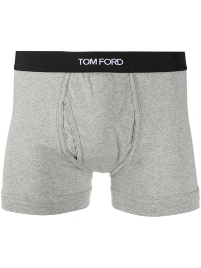Shop Tom Ford Logo Waistband Boxers In Grey