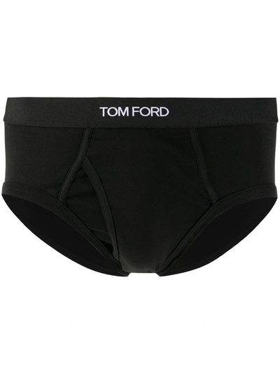 Shop Tom Ford Logo Waistband Briefs In Black