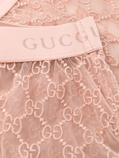 Shop Gucci Gg Embroidered Lingerie Set In Pink
