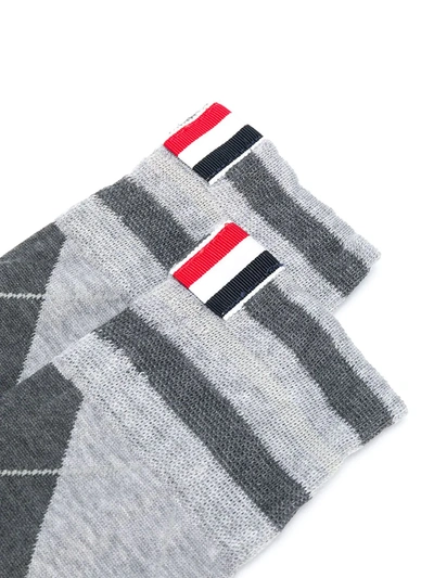 Shop Thom Browne Argyle-pattern Socks In Grey