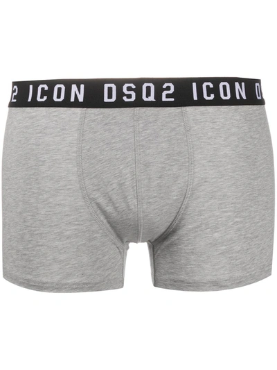 Shop Dsquared2 Icon Logo Waistband Boxers In Grey