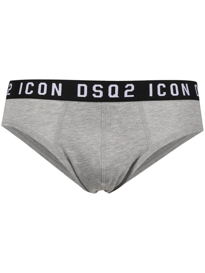Shop Dsquared2 Icon Waistband Briefs In Grey