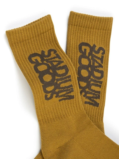 Shop Stadium Goods Logo "mocha" Crew Socks In Brown