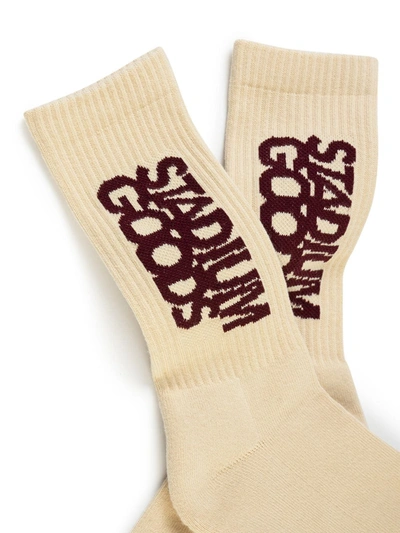 Stadium Goods Embroidered Logo Socks In Neutrals