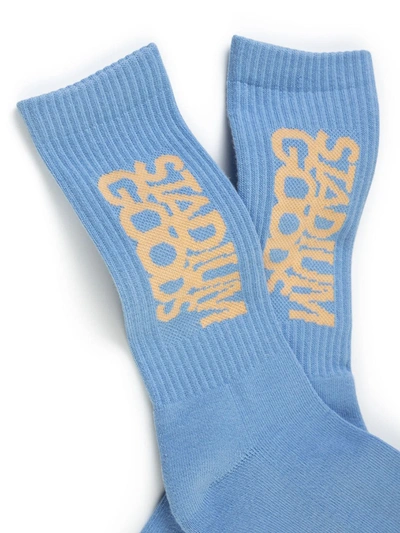 Shop Stadium Goods Logo "blue And Cream" Crew Socks