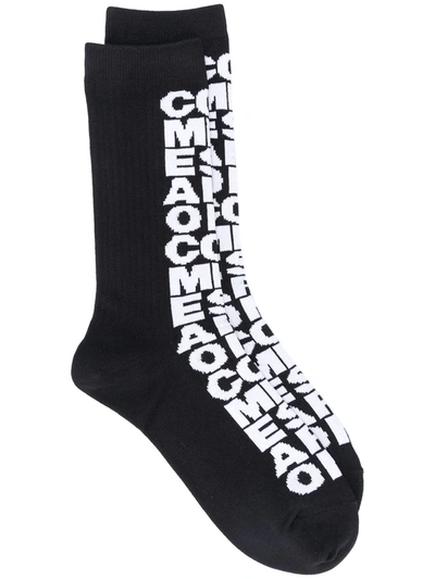 Shop Comme Des Garçons Logo Intarsia Knit Socks In Black
