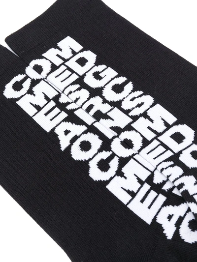 Shop Comme Des Garçons Logo Intarsia Knit Socks In Black