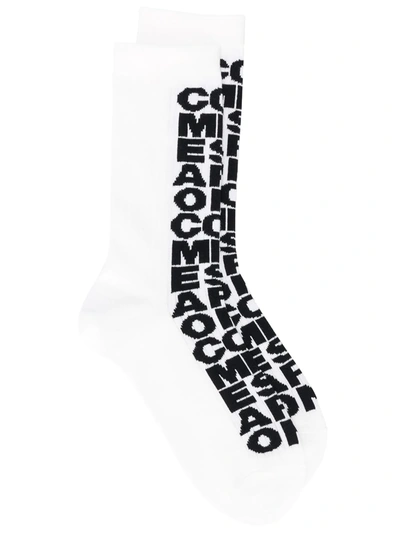 Shop Comme Des Garçons Logo Intarsia Knit Socks In White