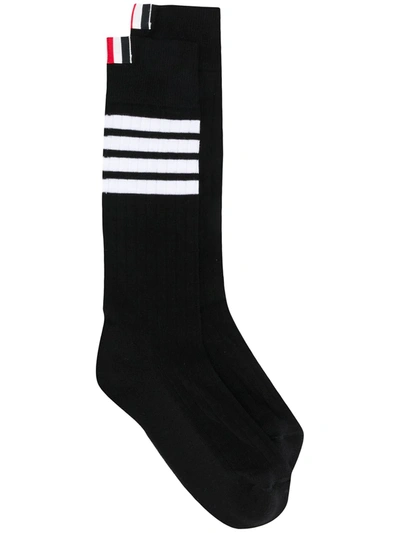 Shop Thom Browne 4-bar Mid-calf Socks In Black