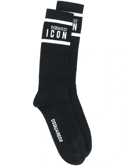 Shop Dsquared2 Icon Logo Ankle Socks In Black