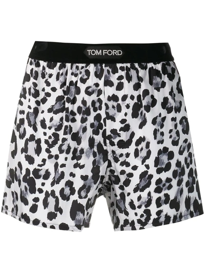 Shop Tom Ford Leopard-print Boxer Shorts In White