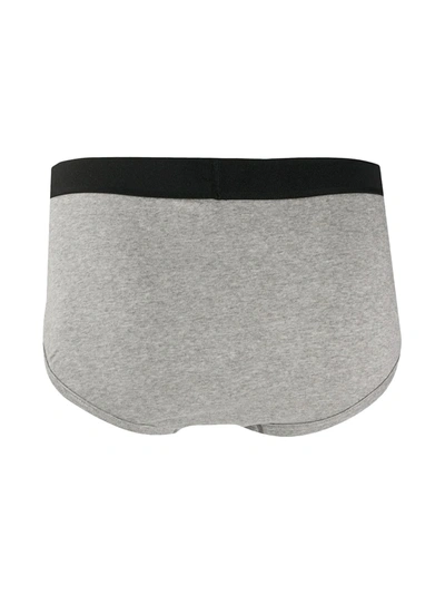 Shop Tom Ford Logo-waistband Briefs In Grey