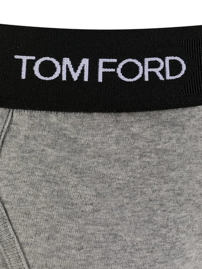 Shop Tom Ford Logo-waistband Briefs In Grey