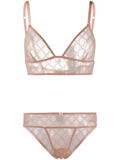 Shop Gucci Gg Embroidered Set In Pink