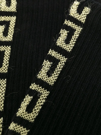 Shop Versace Greca-trim Knitted Socks In Black