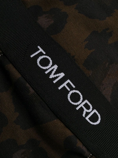 Tom Ford Leopard Print Stretch Cotton Briefs In Brown