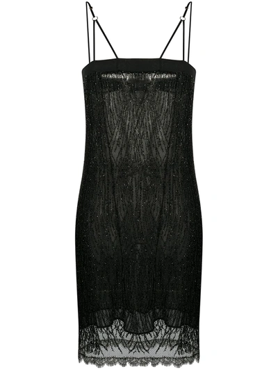 Shop Dolci Follie Beaded Trim Slip Dress In Black