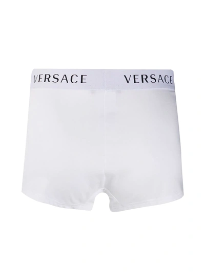 Shop Versace Logo Band Briefs Set In White