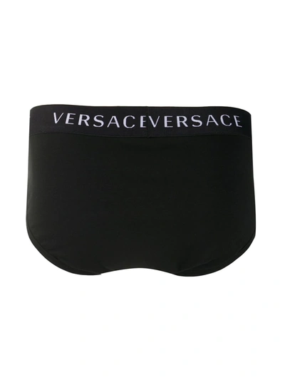 Shop Versace Logo Band Briefs Set In Black