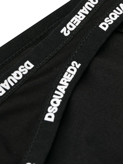 Shop Dsquared2 Logo Trim Thong In Black