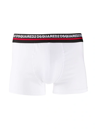 Shop Dsquared2 Logo Waistband Boxer Briefs (set Of Two) In White